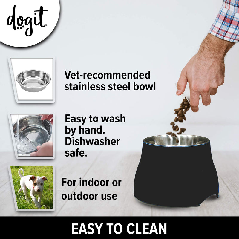 Dogit Elevated Dog Bowl, Stainless Steel Dog Food and Water Bowl for Dogs Small Black - PawsPlanet Australia