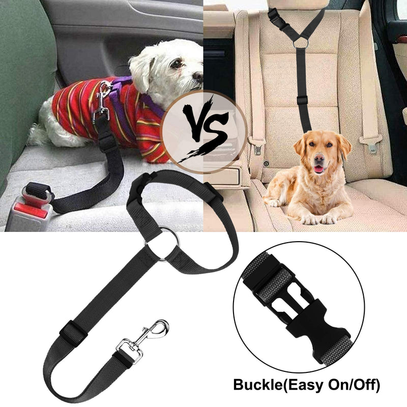 HONZUEN 2 Pack Universal Dog Pet Headrest Seat Belt Adjustable Durable Dog Car Harnesses Restraint with Carabiner, Dog LeadSafety Seatbelt belt for any Cars Vehicle, Black - PawsPlanet Australia