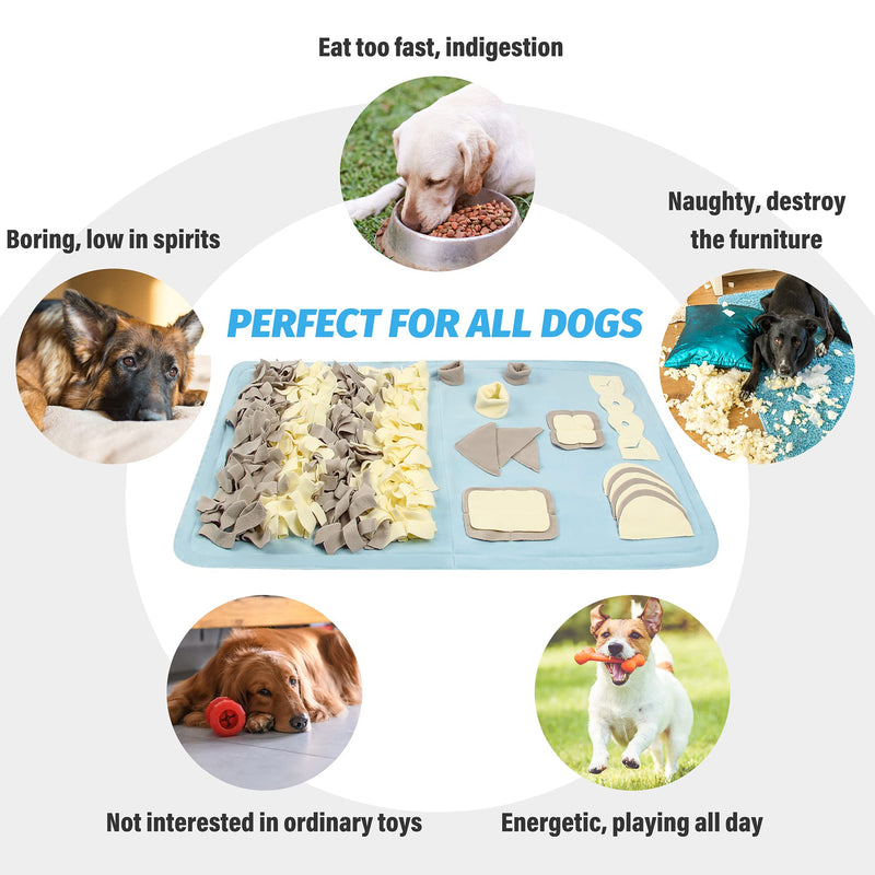 STELLAIRE CHERN Snuffle Mat for Small Large Dogs Nosework Feeding Mat Easy to Fill and Machine Washable Training Mats Pet Activity/Toy/Play Mat, Great for Stress Release 23.6x39.4 Inch (Pack of 1) Blue - PawsPlanet Australia