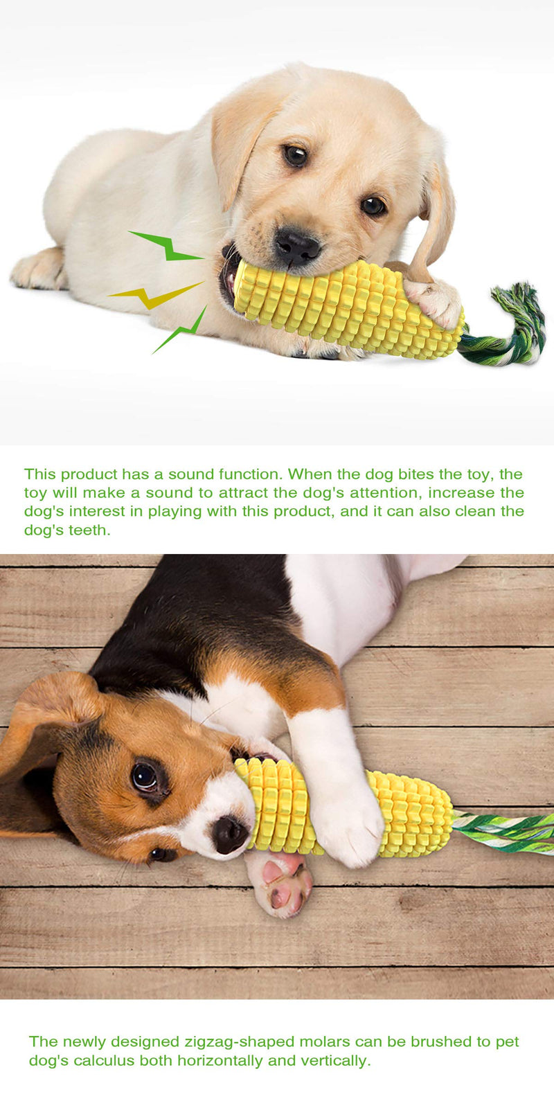 Dog Toothbrush, Corn Shaped Squeaky Dog Chew Toys with Cotton Rope, Durable Rubber Puppy Teeth Cleaning Chew Toys for Small Medium and Large Dogs - PawsPlanet Australia