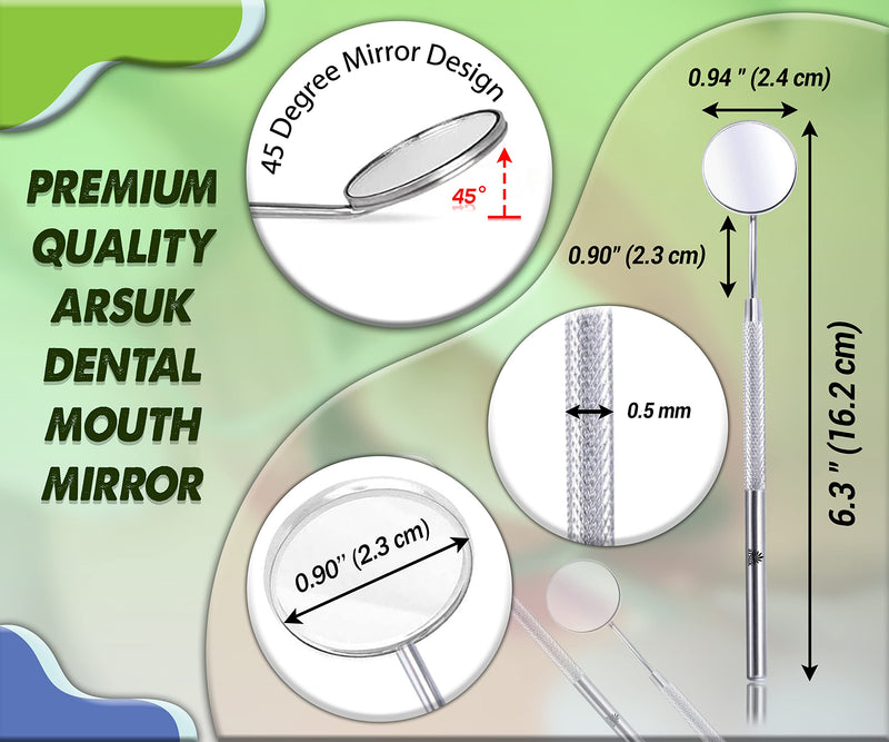 ARSUK - Dental Mirror with Handle - Dental Inspection Mirror - Dental Instruments - Stainless Steel - Dental Mirror Tool - Dental Mirror for Teeth Cleaning - Inspection Mirror Handle Dental Mirror - PawsPlanet Australia