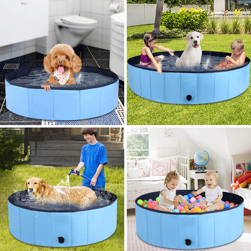 MorTime Foldable Dog Pool Portable Pet Bath Tub Large Indoor & Outdoor Collapsible Bathing Tub for Dogs and Cats S, 31" x 8" - PawsPlanet Australia