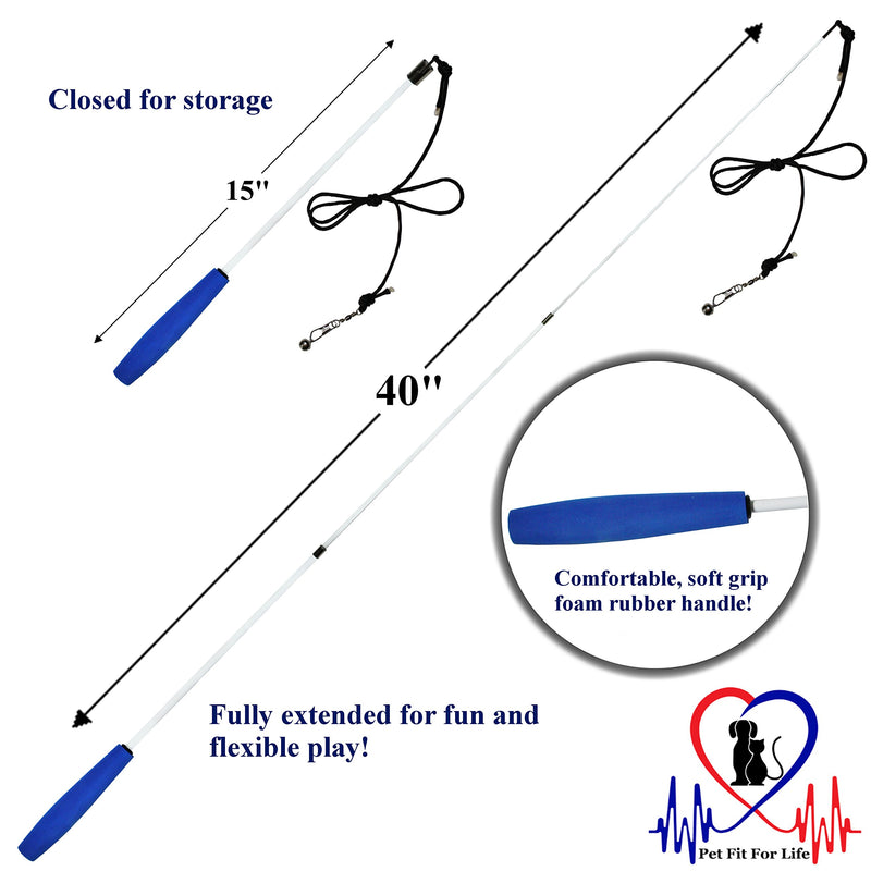 [Australia] - Pet Fit For Life Retractable Wand with 2 Feathers For Your Cat and Kitten - Cat Toy Interactive Cat Wand 