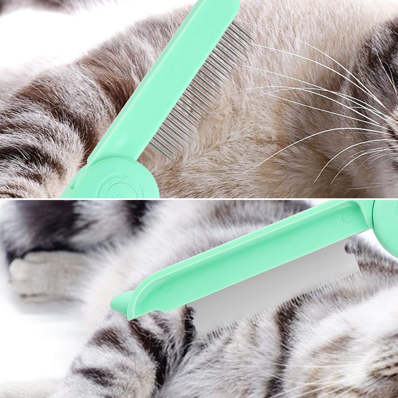 Sirecal Slicker Brush Dog 2 in 1 Foldable Grooming Brush for Large to Small Dog or Cat Pets With Short to Long Hair Green - PawsPlanet Australia