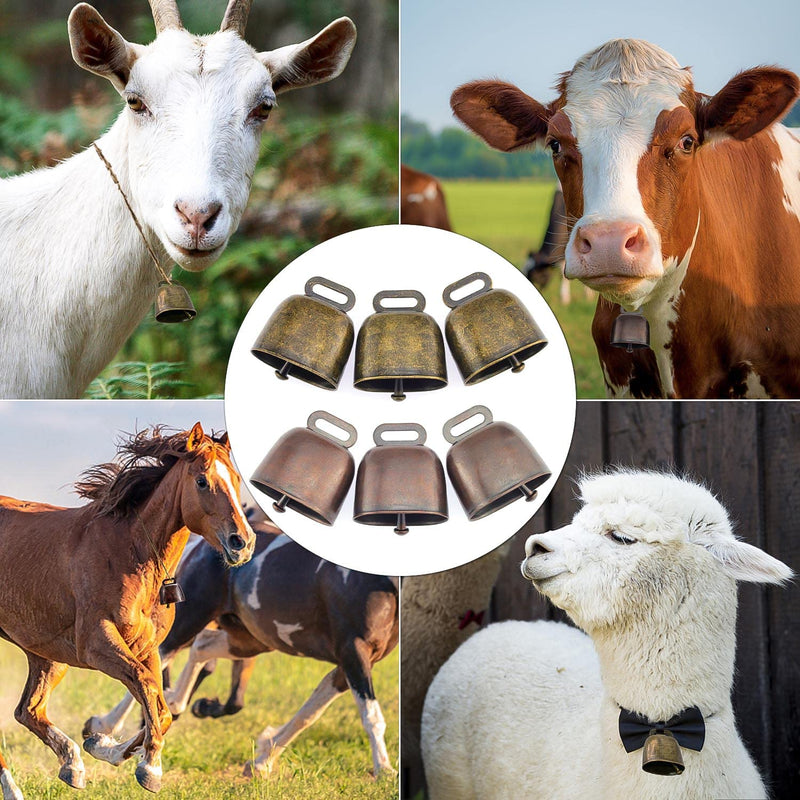 Lucywey Pack of 6 cow bells, small pasture bells, copper bells with 10 m long rope for farm animals - PawsPlanet Australia