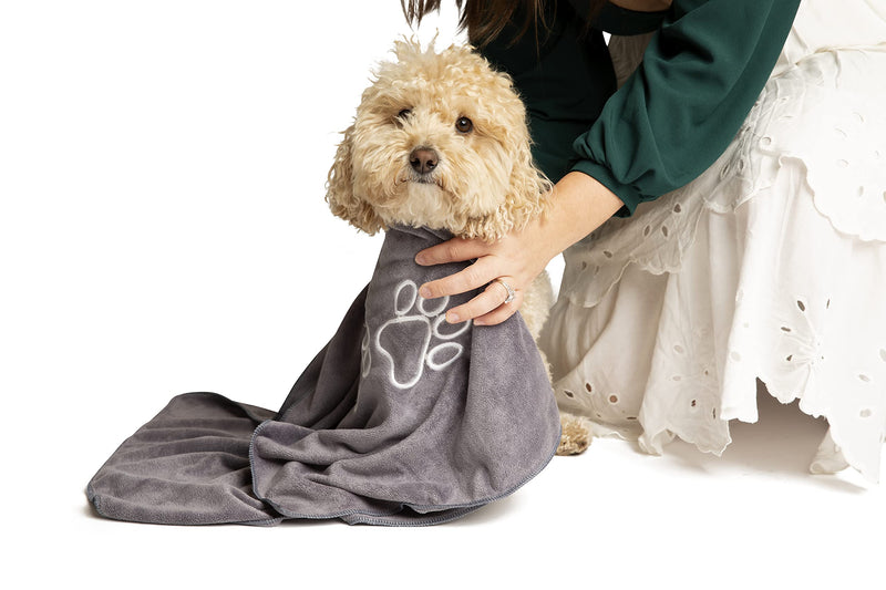 Dog Towel - Pet Drying Towel for Dogs and Cats - Soft, Absorbent, Quick Dry - Paw Print Microfiber Puppy Towel and Cat Towel for Bath, Bathing, Pool, Beach, Rain - Grooming Supplies & Car Accessories - PawsPlanet Australia