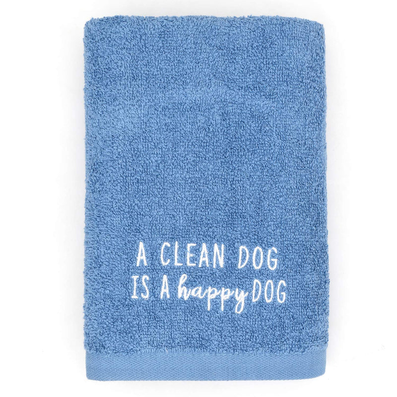 DAN RIVER 100% Cotton Dog Bath Towel|Dog Grooming Towels| Absorbent Dog Towels for Drying Dogs|Soft Towels for Dogs|Dog Drying Towel for Small, Medium, Large Dogs|Embroidered Pattern|20x40 in|450 GSM A Clean Dog Is A Happy Dog - PawsPlanet Australia