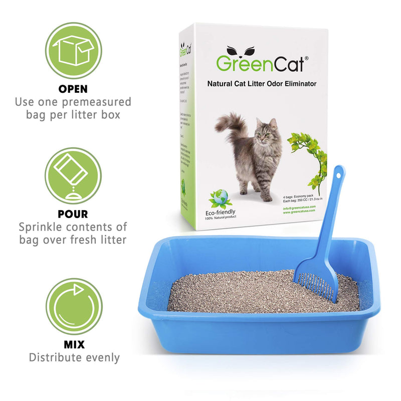 [Australia] - GreenCat Natural Cat Litter Odors Eliminator 1 Pack, 4 Bags (11.8oz. each) 