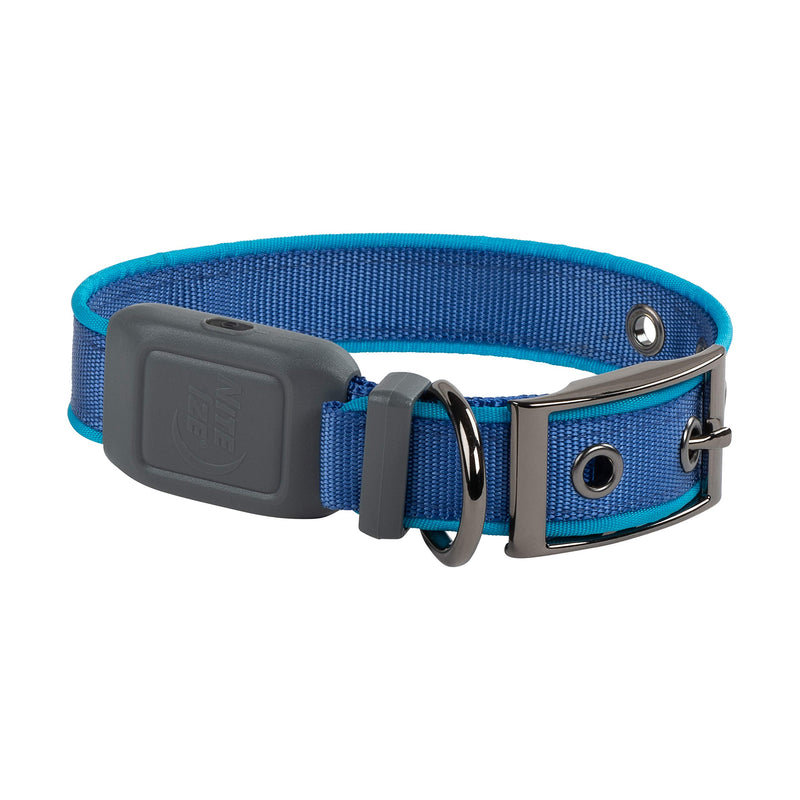 [Australia] - Nite Ize NiteDog Rechargeable LED Collar, USB Rechargeable Light Up Dog Collar w/ Metal Buckle Blue Small 