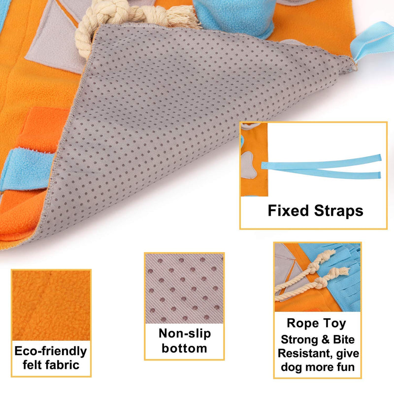 Snuffle Mat for Dogs, Slow Feeding Mat for Foraging Training, Interactive Dog Toy for Stress Release - Dog Puzzle Toys Nosework Training Distracting Training - Dog Food Mat Durable Soft Non-Slip Orange - PawsPlanet Australia