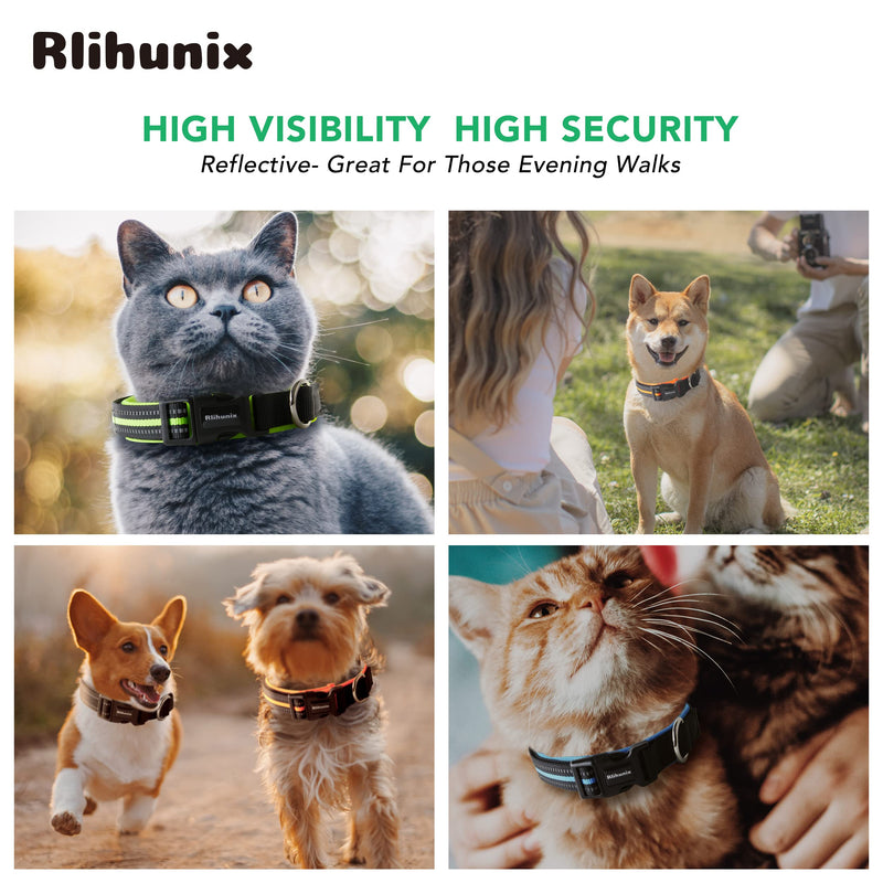 Rlihunix Pet Collar, Reflective Collars with Safety Locking Buckle Personalized Nylon Breathable Adjustable Dog Collars for Puppy Small Medium Large Dogs & Cats, 4 Colors, 3 Sizes Fuorescent Green-Reflective Dog Collar for Small Medium Large Dogs - PawsPlanet Australia