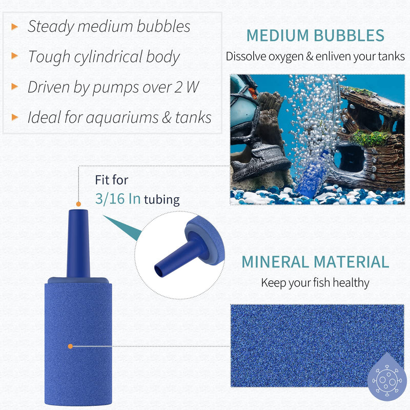 Pawfly Small Air Stone Bubble Stone Diffuser Bubbler Airstones for Aquarium Fish Tank and Pump Blue 12 PCS - PawsPlanet Australia