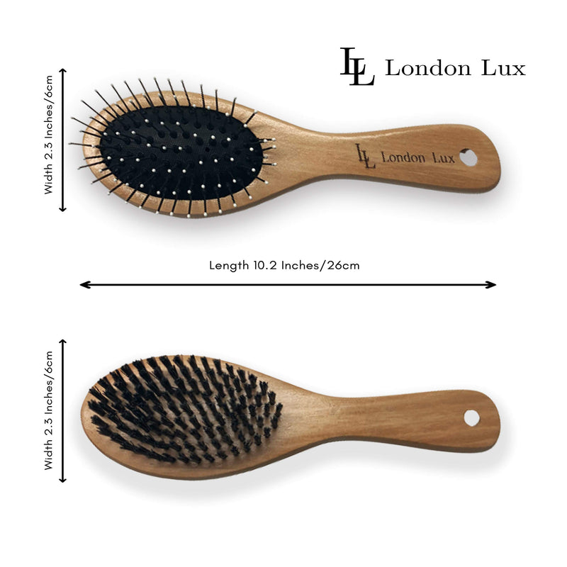 London Lux Double Sided Pin and Bristle Bamboo Dog Brush| Cat Brush for Cleaning Loose Fur and Dirt. This Dog Grooming Brush Suitable for Long, Short, Thick, Wiry, or Curly Hairs - PawsPlanet Australia