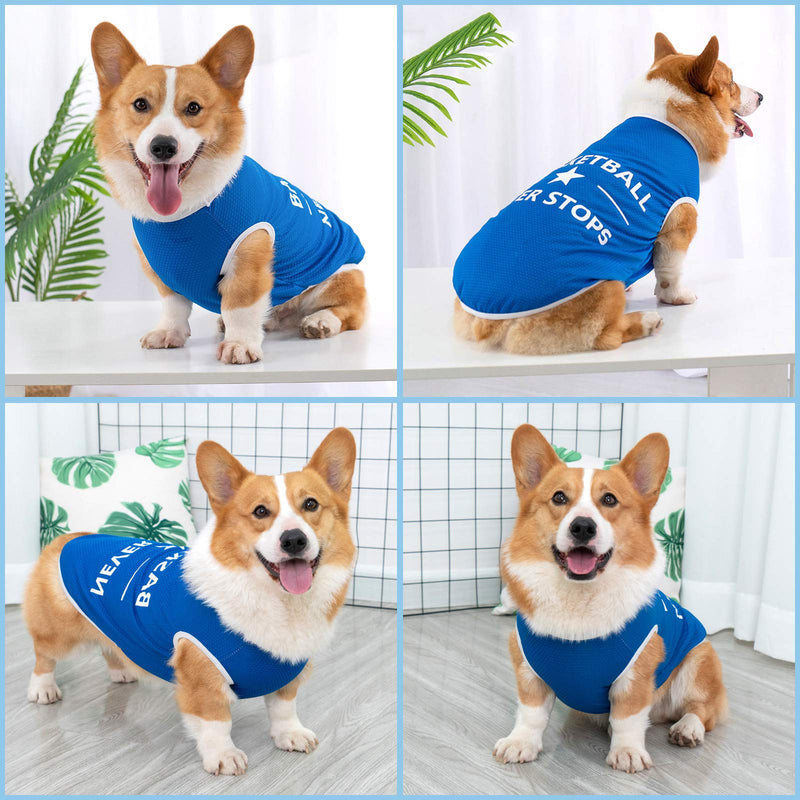 Brocarp Dog Vest Puppy Clothes, Pet Basketball Shirt Doggy Outfit, Spring/Summer Dog Tshirt Clothing for Small Medium Large Extra Large Boy Girl Dogs Cats Kitten, Breathable Dog Apparel (Blue, XS) Blue X-Small - PawsPlanet Australia