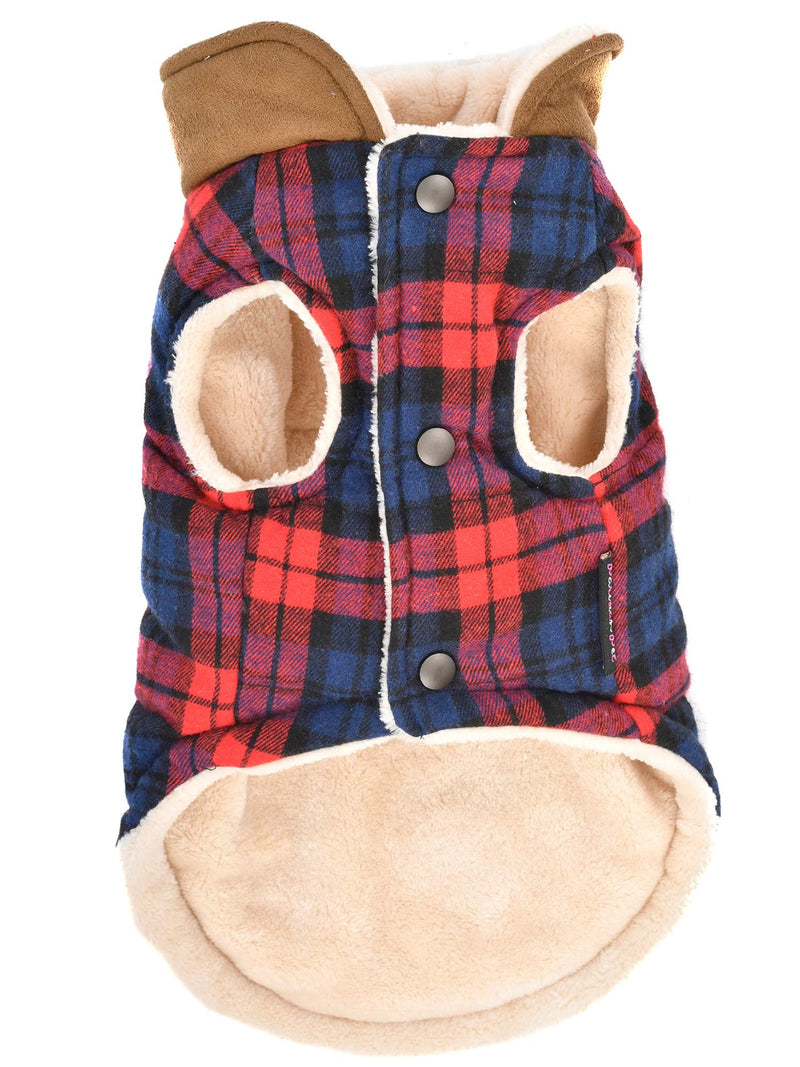 Parisian Pet Dog Coat - Scottish Plaid Jacket with Fleece Lining | Winter Clothing for Dog/Cat/Puppy | Perfect Boy Dog Sweater for Christmas S Scottish Red - PawsPlanet Australia