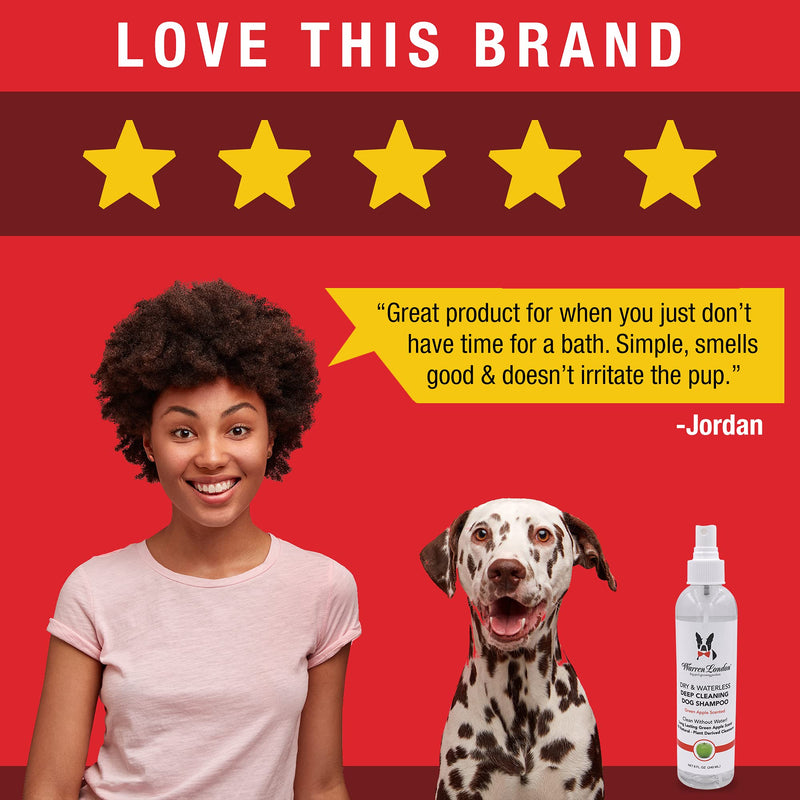 Warren London Dry & Waterless Shampoo for Dogs & Pets | No Rinse Dog Shampoo in Apple and Guava Mango Scents | Dry Dog Shampoo for Smelly Dogs with Coconut & Fruit Extracts | Made in USA Green Apple - PawsPlanet Australia