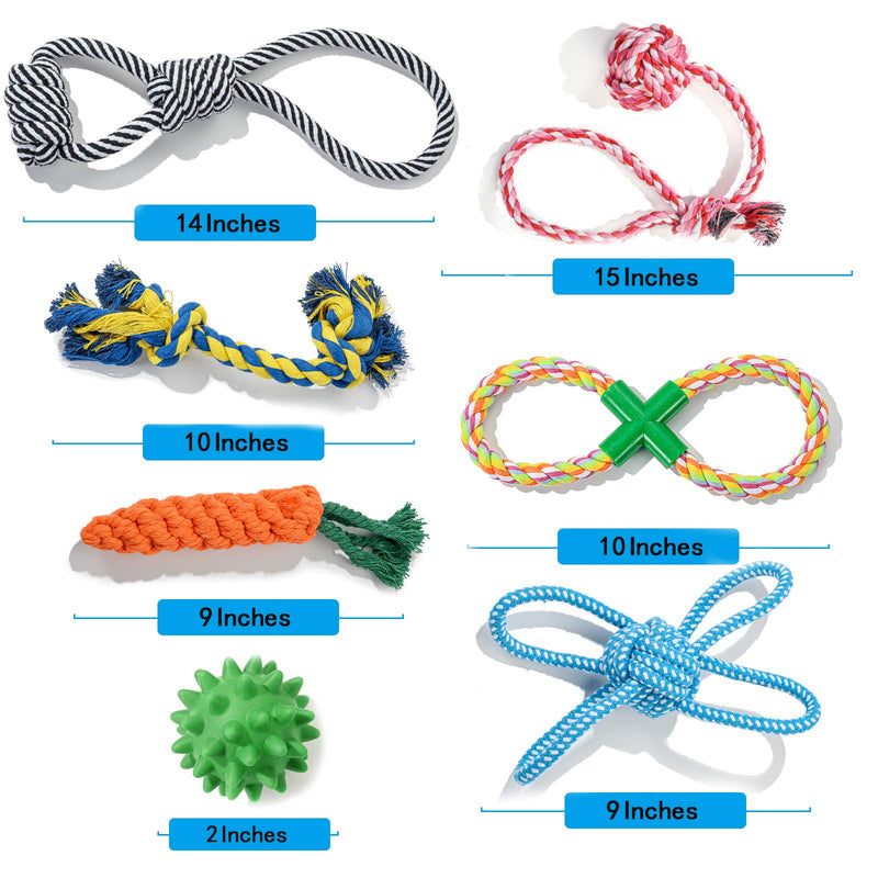 7 Pack Dog Rope Toys for Aggressive Chewers Dog Squeaky Toy Dog Chew Toys for Large Medium Puppy - PawsPlanet Australia