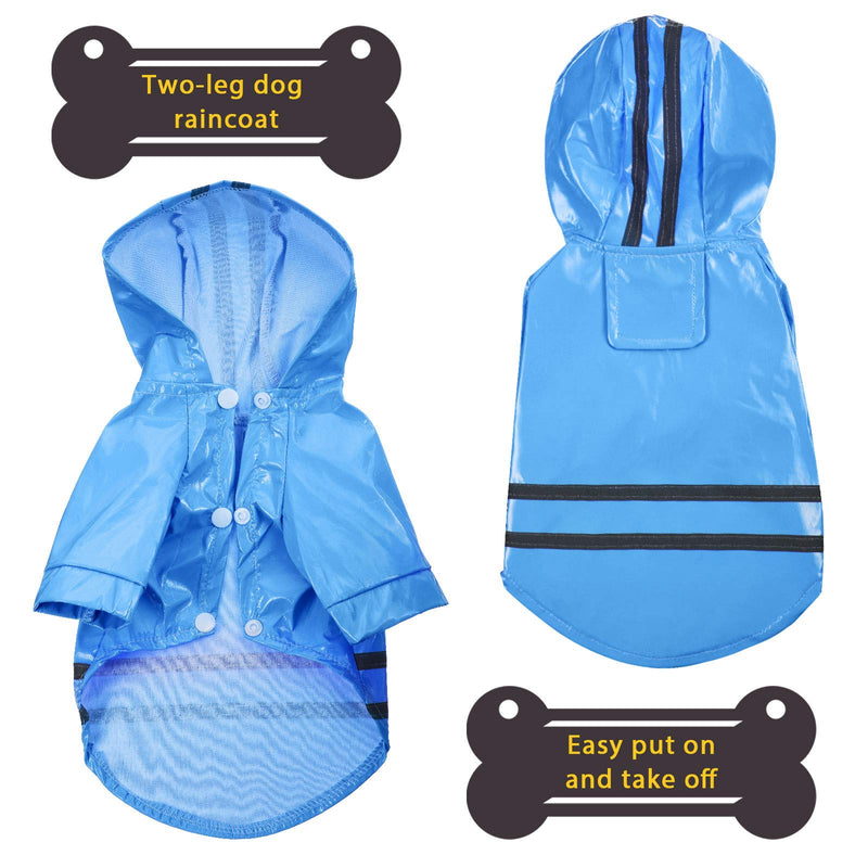 2 Pieces Pet Dog Raincoat Hooded Jacket Poncho Puppy Raincoat Waterproof Dog Rainwear with Safety Reflective Stripes for Small to X-Large Dogs and Puppies S Blue, Yellow - PawsPlanet Australia