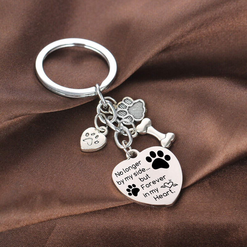 Paw Prints Key Ring Dog Memorial Gifts No Longer by My Side Forever in My Heart Keychain Loss of Dog Gifts Pet Memorial Keyring No Longer By My Side Styles11 - PawsPlanet Australia
