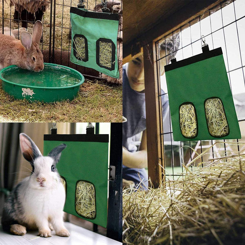 Hanging Rabbit Hay Bag,Guador 1 Pcs Guinea Pig Herbivore Hay Bags Hanging Feeding Hay for Small Animals Rabbit Hay Bag Storage Hanging Feeder Sack (Green) Green - PawsPlanet Australia