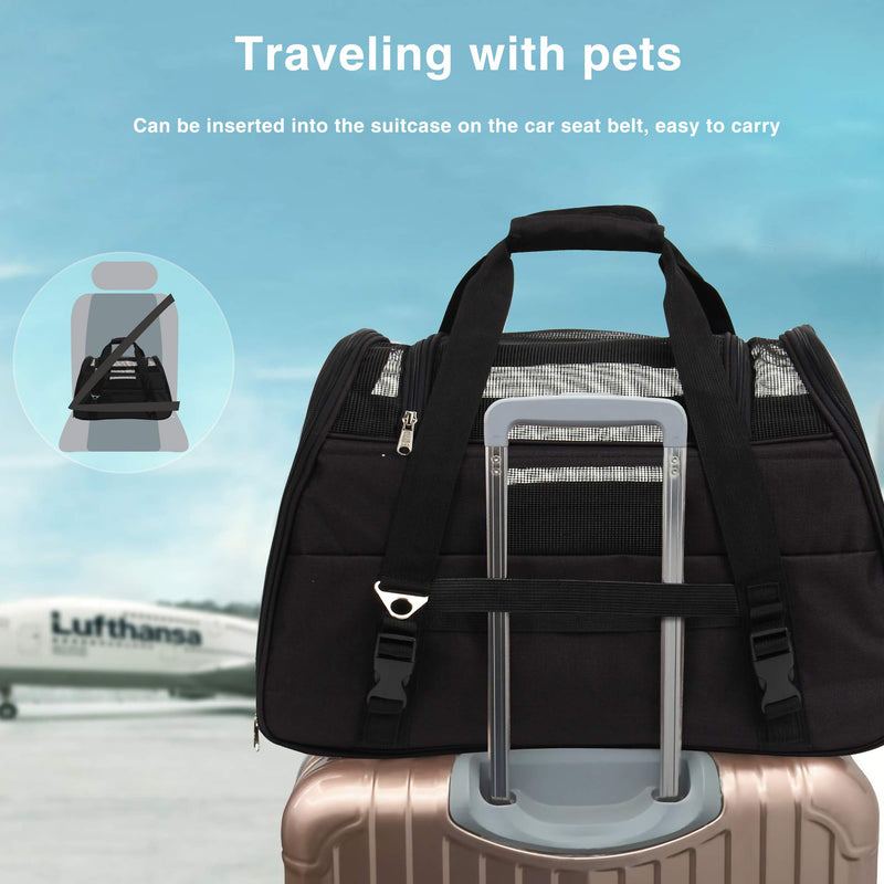 DAWOO Cat Carrier Airline-Approved Travel Pet Carrier,Dog Carrier,Suitable for Small and Medium-Sized Cats and Dogs Black - PawsPlanet Australia