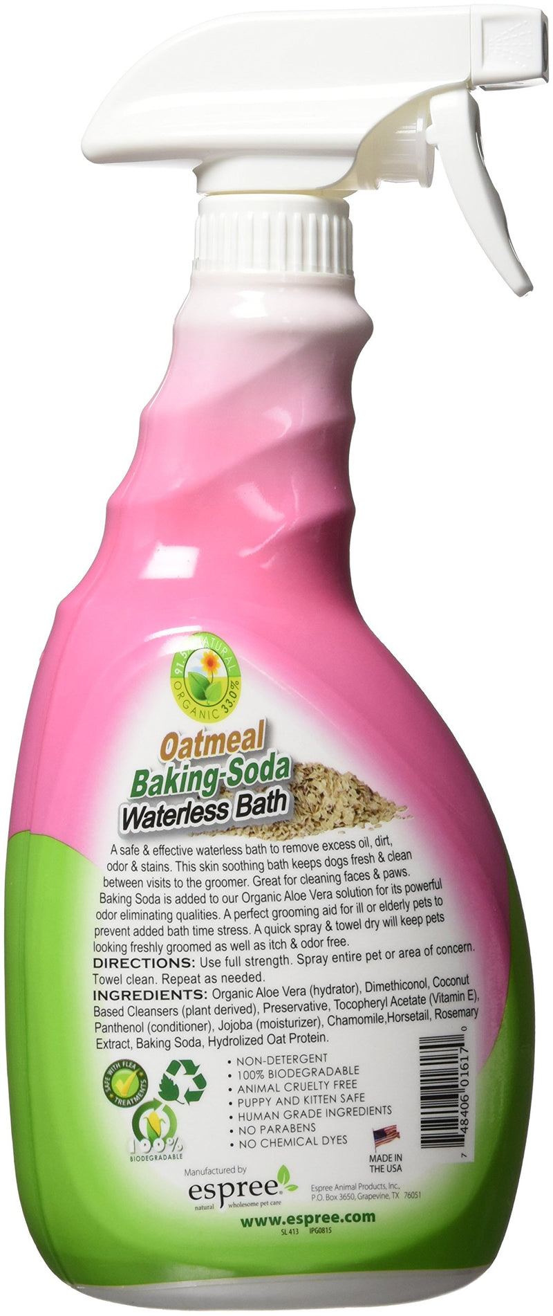 Espree Natural Oatmeal Baking Soda Waterless Bath for Dogs, 710 ml - PawsPlanet Australia