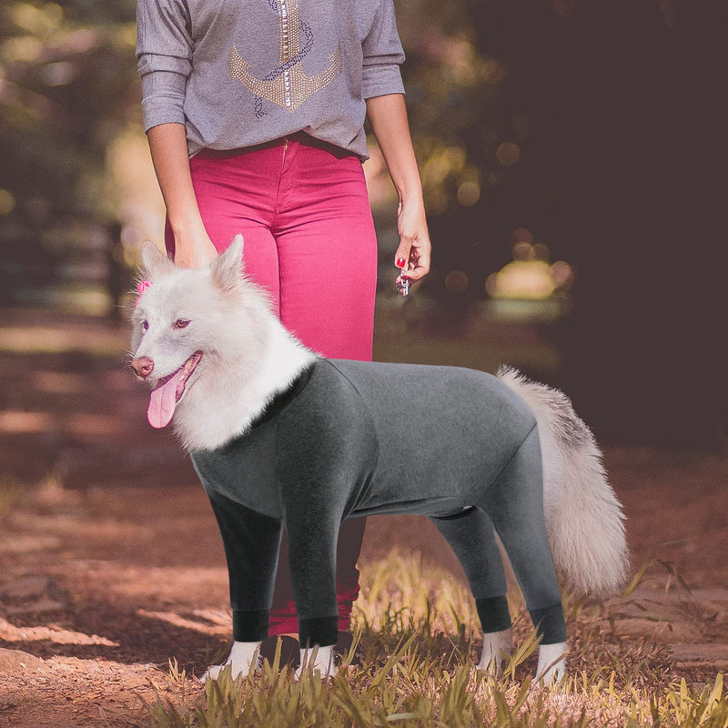 CITÉTOILE One-piece recovery suit for dogs, pet long-sleeved recovery suit after surgery, dog stomach wound protection suits, e-collar alternative, pet pajamas for large dogs, gray, 3XL - PawsPlanet Australia