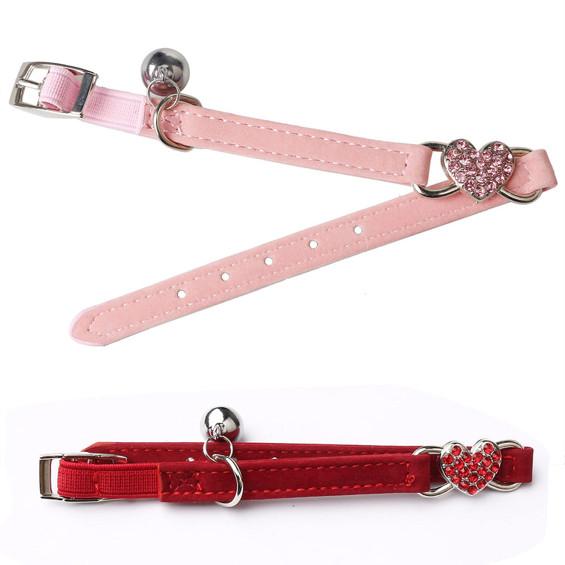 kuou 2 PCS Lovely Kitten Collar, Cat Collar with Bell and adjustable Elastic Strap - PawsPlanet Australia