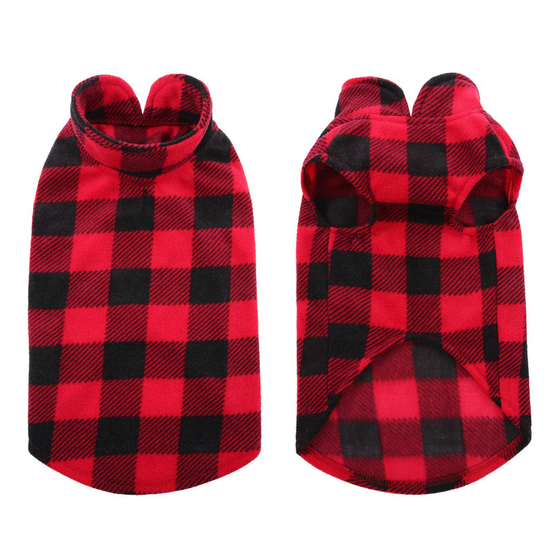 KAMA BRIDAL Dog Spring Coat Dog Pullover Dog Fleece Vest for Cats Small and Medium Dogs Thin Dog Sweater Red & Black Plaid Large - PawsPlanet Australia