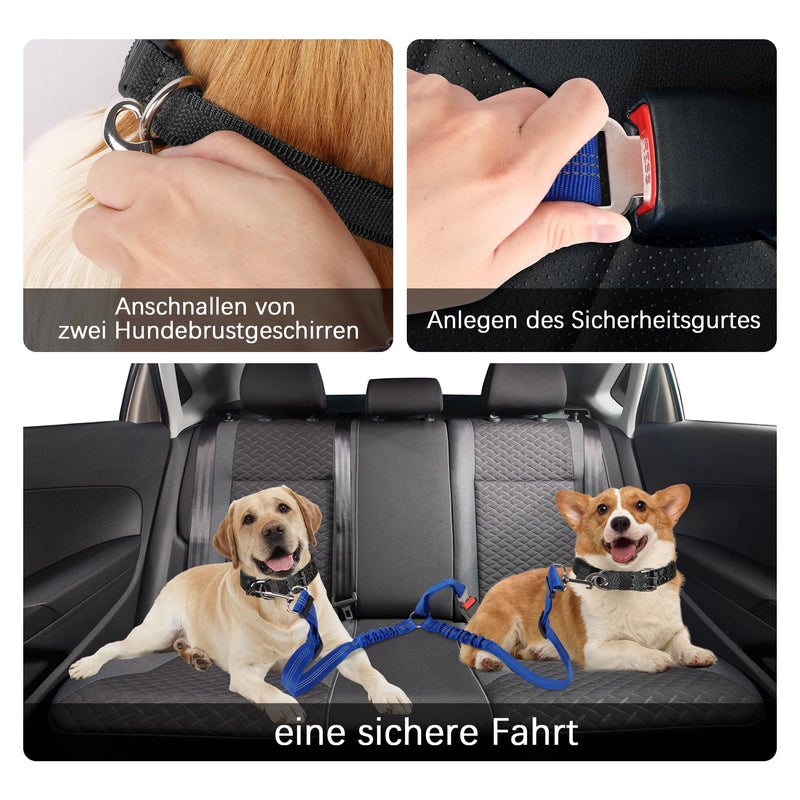 Dog seat belt for car, adjustable seat belt 52-75 cm, adjustable dog seat belt for travel, elastic dog seat belt double-headed for dogs, cats and car blue - PawsPlanet Australia