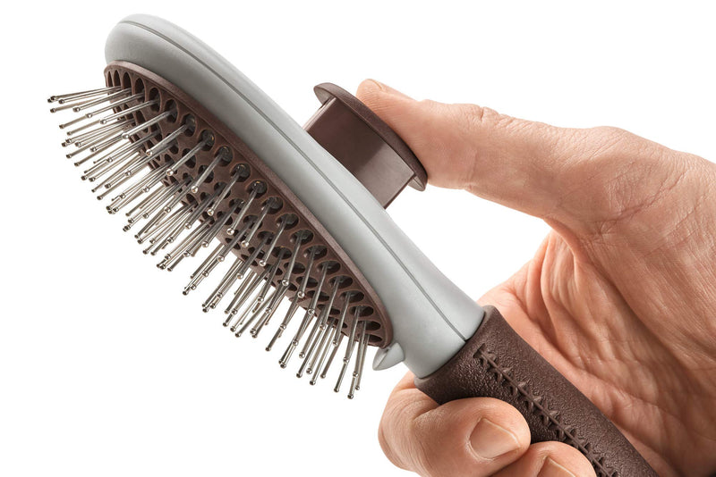 HUNTER SPA self-cleaning grooming brush for dogs, 22.5 x 8.0 cm, L, gray / brown - PawsPlanet Australia
