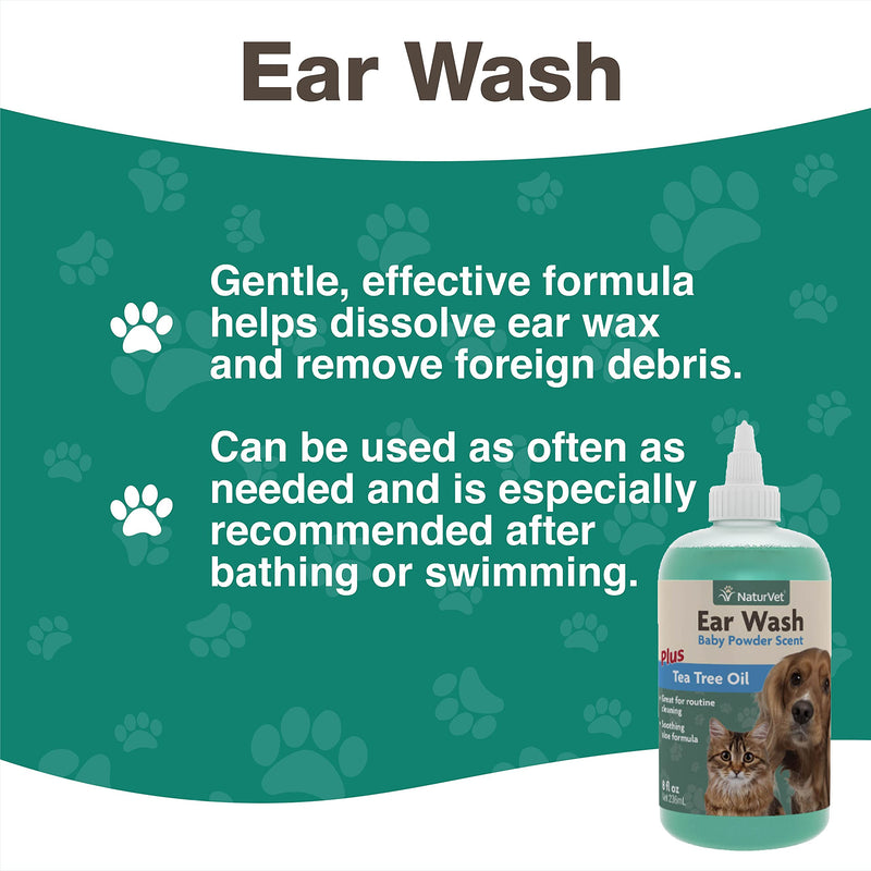 NaturVet Ear Wash with Tea Tree Oil, 240 ml - PawsPlanet Australia