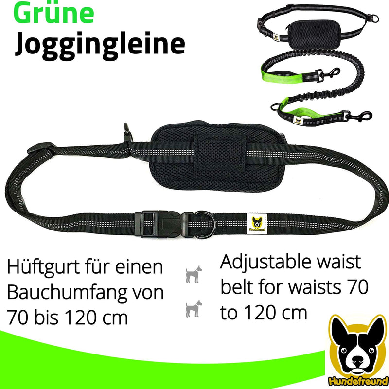 Jogging leash - Elastic and reflective 120 cm dog leash (stretchable up to 200 cm) with adjustable hip belt with hip bag - Ideal for hands-free jogging, walking and hiking - PawsPlanet Australia