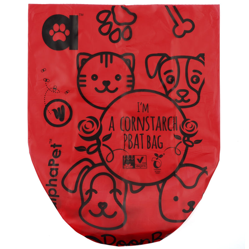 My AlphaPet Dog Poop Bags Refill Rolls - Large Size 9 x 13 Inches - Earth Friendly Highest ASTM D6400 Rated - Leak Proof Doggie Waste Bags 120 Count Scented Red - PawsPlanet Australia