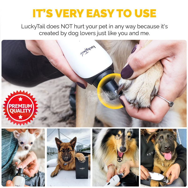 LuckyTail Dog Nail Grinder Trimmer – Professional Quiet 2-Speed Rechargeable Electric Pet Grooming & Smoothing Tool Kit – Painless Paw Clipper - PawsPlanet Australia