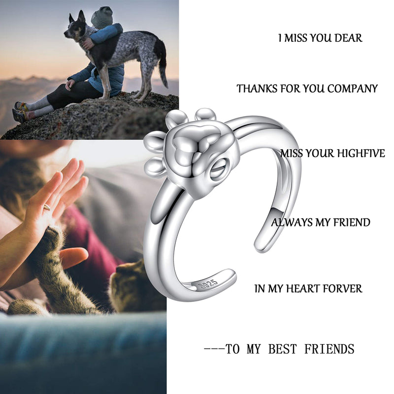 [Australia] - STROLLGIRL | Sterling Silver Paw Urn Memorial Ring | Open Loop with Holder for Cremated Ashes Urm Rings Memorial 