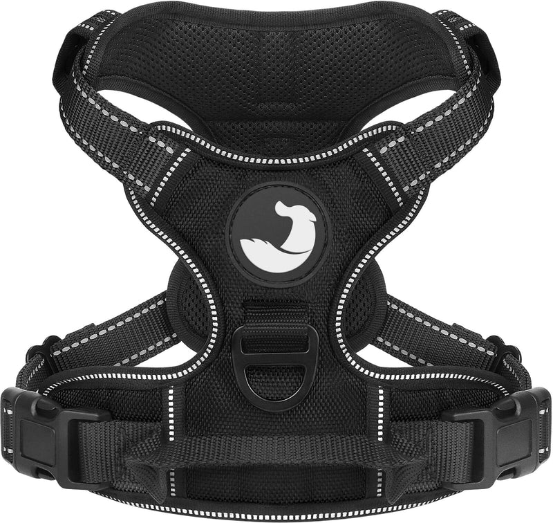 Joytale No Pull Dog Harness Medium Dogs, Reflective No Choke Pet Vest with Front and Back 2 Leash Clips, Soft Padded Harnesses with Easy Control Handle for Training and Walking, Black, M - PawsPlanet Australia