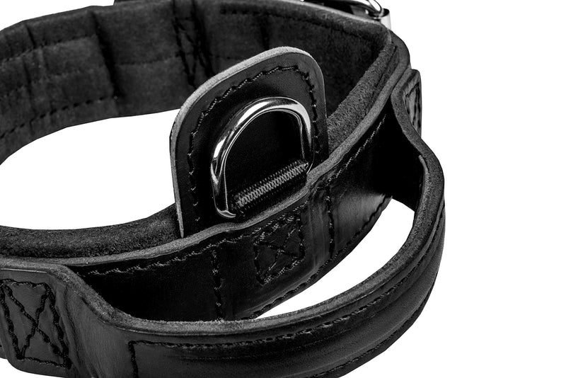 DINGO GEAR Leather Collar for Dog, Amortized, Black, with a Handle, Handmade Drago S04021, 48 - 56 cm - PawsPlanet Australia