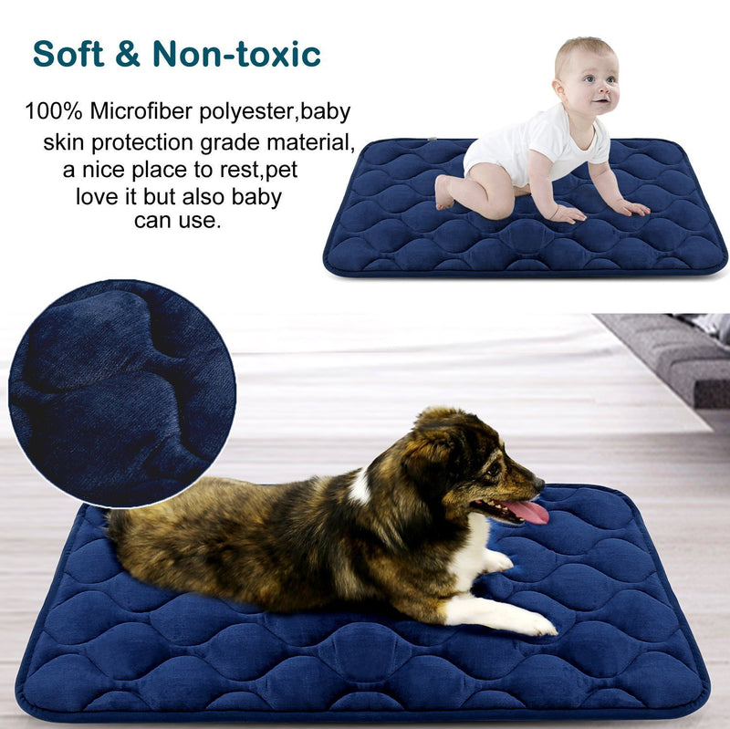 [Australia] - Hero Dog Dog Bed Mat Crate Pad Anti Slip Mattress Washable for Large Medium Small Pets Sleeping 42 IN Dark Blue 