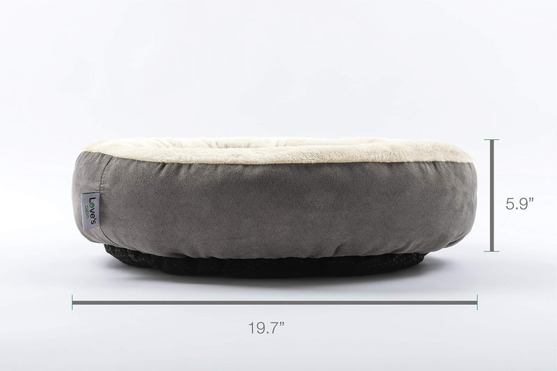 [Australia] - Love's cabin Round Donut Cat and Dog Cushion Bed, 20in Pet Bed For Cats or Small Dogs, Anti-Slip & Water-Resistant Bottom, Super Soft Durable Fabric Pet Supplies, Machine Washable Luxury Cat & Dog Bed L Donut Grey 