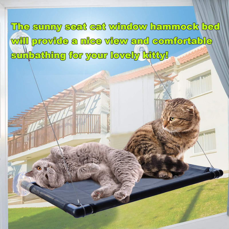PetIsay Premium Metal Cat Window Hammock Perch Cat Bed Kitty Sunny Seat Durable Pet Perch with Upgraded Version 4 Big Suction Cups Cat Bed Holds Up to 60lbs and Removable Cover is Machine Washable. - PawsPlanet Australia