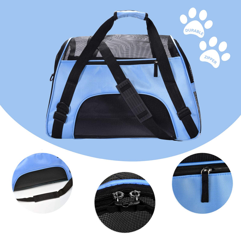 [Australia] - PPOGOO Large Pet Travel Carriers 20.9x10.2x12.6 22lb(10KG) Soft Sided Portable Bags Dogs Cats Airline Approved Dog Carrier,Upgraded Version Blue-C 