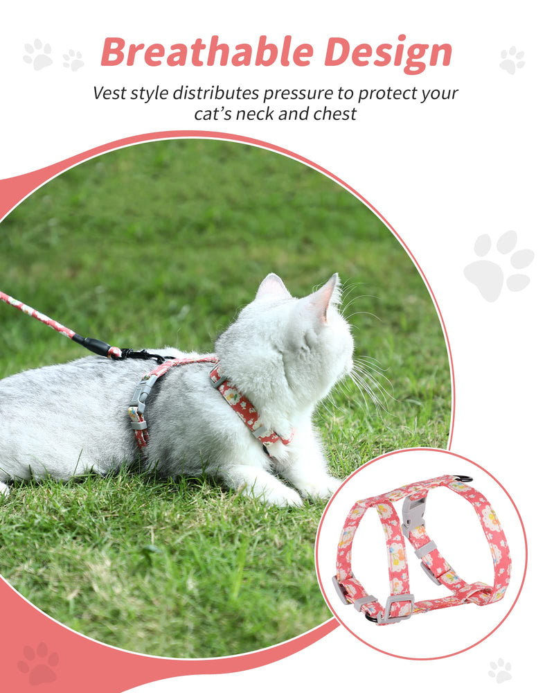 HAPPY HACHI Adjustable Soft Cat Harness Nylon Strap Safety Leash Prevent Escape for Cat Rabbit Ferret and Other Small Pet Animals (S, Pink) S - PawsPlanet Australia