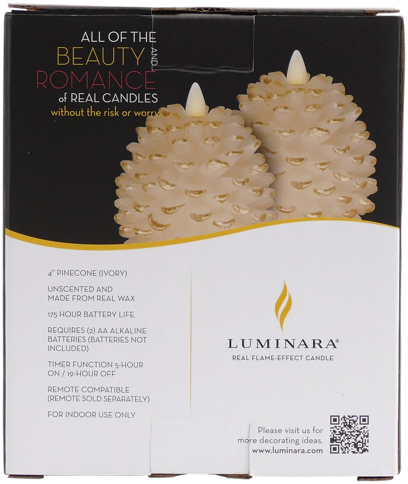 Darice Luminara Flameless Candle - Pine Cone Shape - White with Silver Accents - PawsPlanet Australia