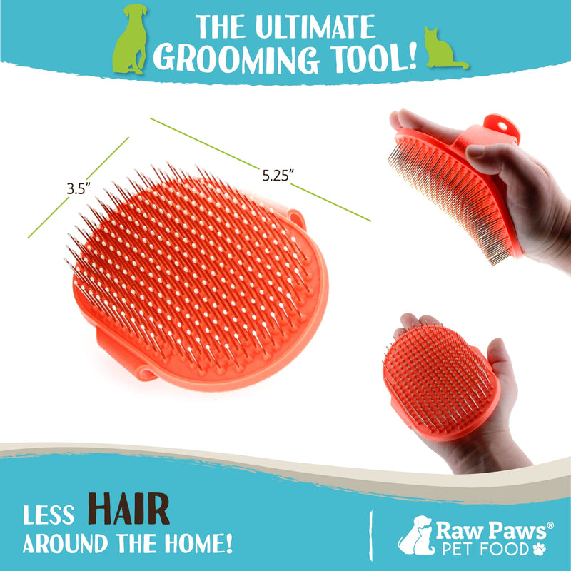 Raw Paws Pet Hand-Held Rubber Tipped Pin Brush for Dogs & Cats - Grooming Brush for Dogs Shedding - Dog Brushes for Grooming Large Dogs & Small Dogs - Bath Brush for Dogs with Short Hair & Long Hair - PawsPlanet Australia