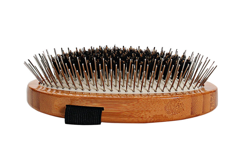 [Australia] - The Hybrid Groomer | Patented & Award Winning Pet Brush | 100% Premium Natural Bristle + Alloy Pin Grooming Brush | Large Palm | Natural Rubber Cushion | Natural Bamboo Handle | Bass Brushes A5-DB 