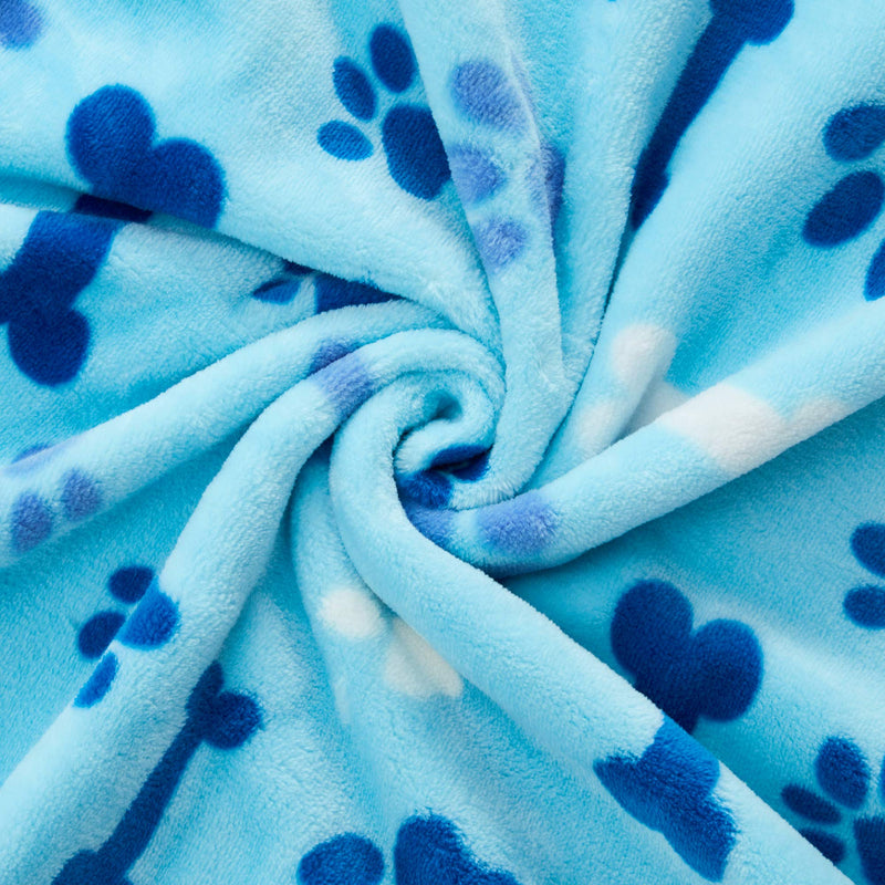 350 GSM-Super Soft and Premium Fuzzy Fleece Pet Dog Blanket, The Cute Paw and Bone Design Washable Fluffy Blanket for Puppy Cat Kitten Indoor or Outdoor, Blue, 32" x 24" 32" x 24" - PawsPlanet Australia