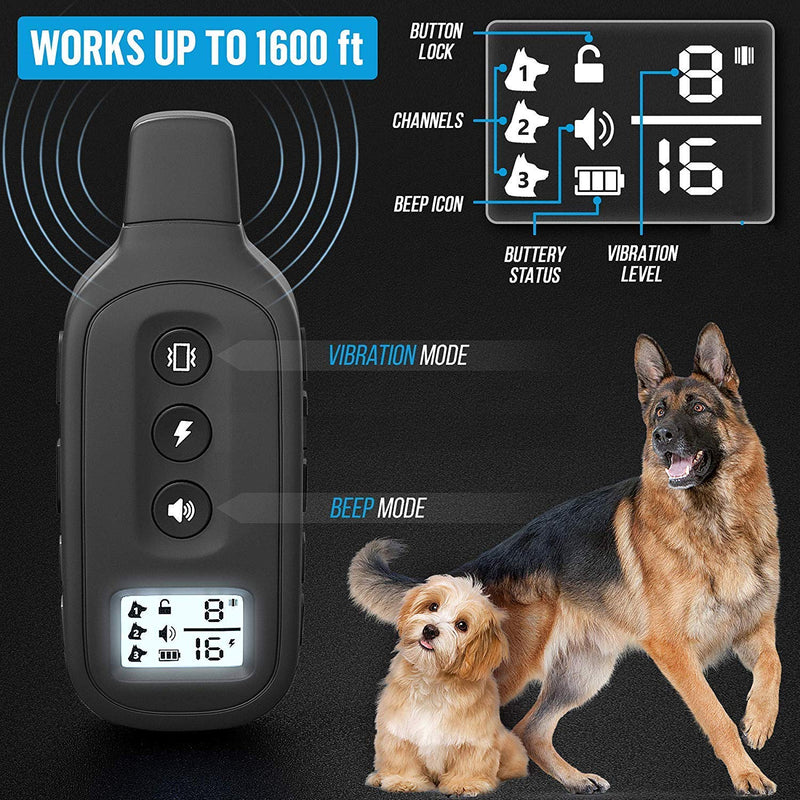 [Australia] - Yox Waterproof Dog Bark Collar with Remote - 1200 Foot Range for Dogs 15-100 LBS - 3 Training Modes, Adjustable Levels, Locking Keypad 