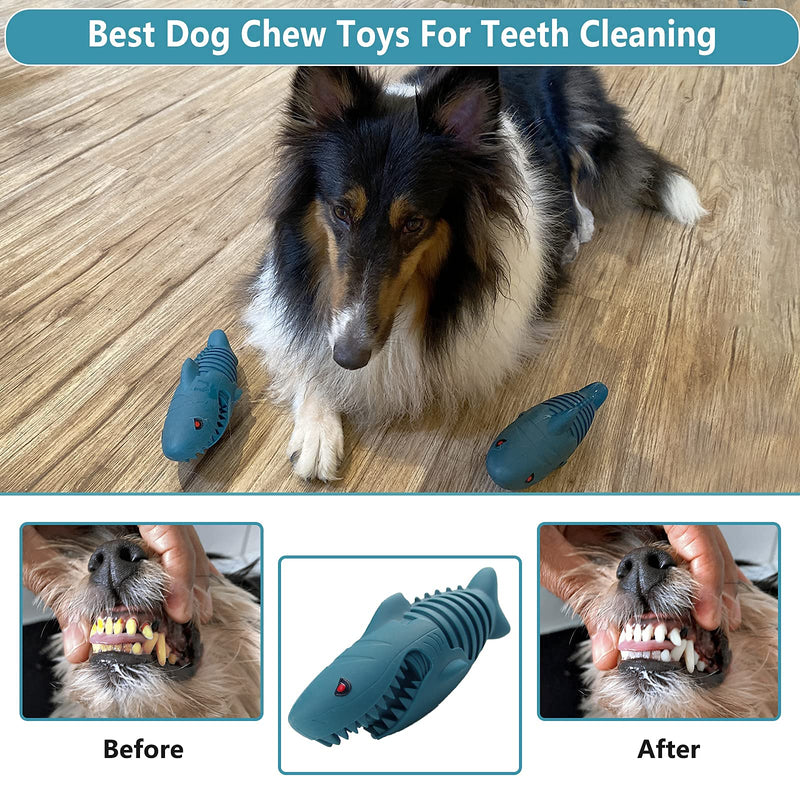 Dog Squeak Chew Toy, Jonkiki Shark Chewing Squeaky Toys for Chewers Training and Cleaning Teeth Durable Rubber Sounding Interactive Dog Toys for Small/Medium Breed - PawsPlanet Australia