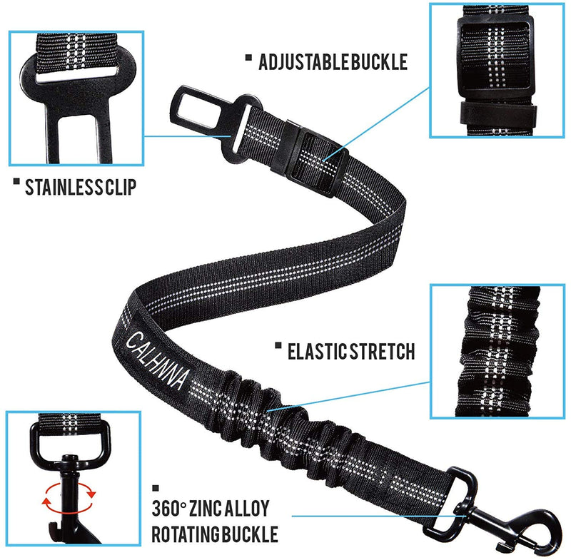 [Australia] - Dolebean 2 Pieces Cat Dog Car Seat Belt Adjustable Pet Seat Belts with Doggy Whistle and Portable Water Bowl for Pets and Elastic Vehicle Seatbelt Harness for Dogs and Cats Black&Black 